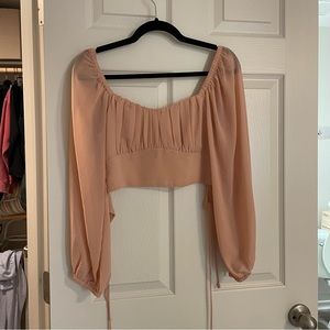 Isabelle’s Cabinet Peach Sheer Cropped Top